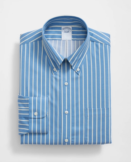 Stretch Supima® Cotton Non-Iron Twill Polo Button Down Collar, Ground Stripe Dress Shirt, image 3