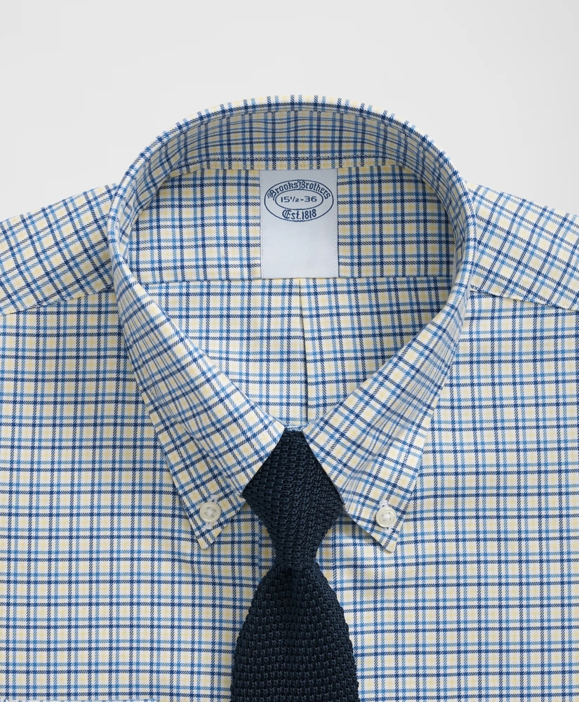 Stretch Supima® Cotton Non-Iron Twill Polo Button Down Collar, Multi-Check Dress Shirt, image 2