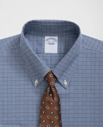 Stretch Supima® Cotton Non-Iron Pinpoint Oxford Polo Button Down Collar, Glen Check Dress Shirt, image 2