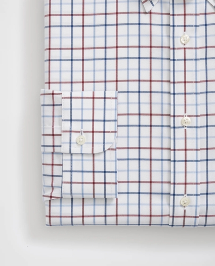 Stretch Supima® Cotton Non-Iron Pinpoint Oxford Polo Button Down Collar, Multi Windowpane Dress Shirt, image 4