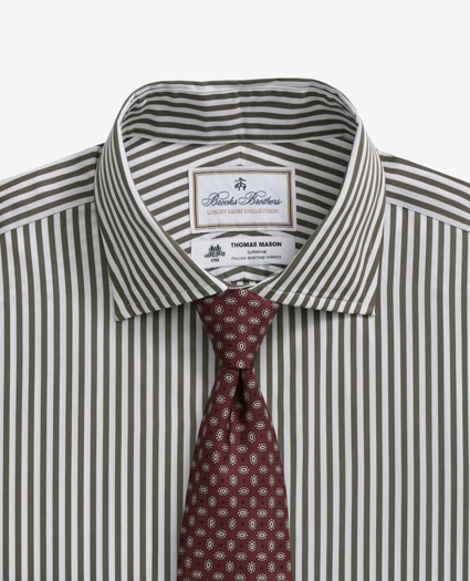 Brooks Brothers X Thomas Mason® Cotton English Collar, Striped Dress Shirt, image 2