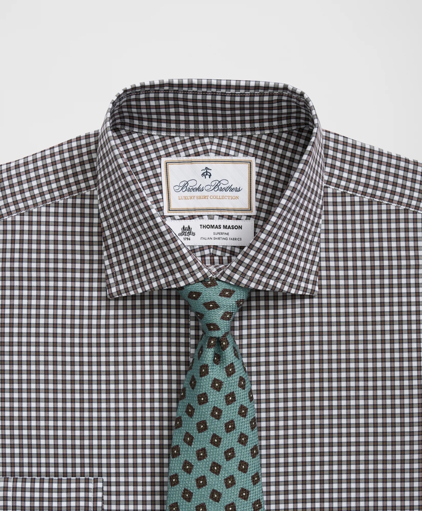 Brooks Brothers X Thomas Mason® Cotton English Collar, Checked Dress Shirt, image 2
