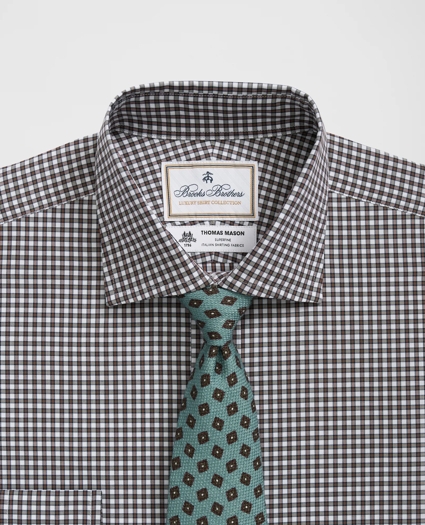 Brooks Brothers X Thomas Mason® Cotton English Collar, Checked Dress Shirt, image 2