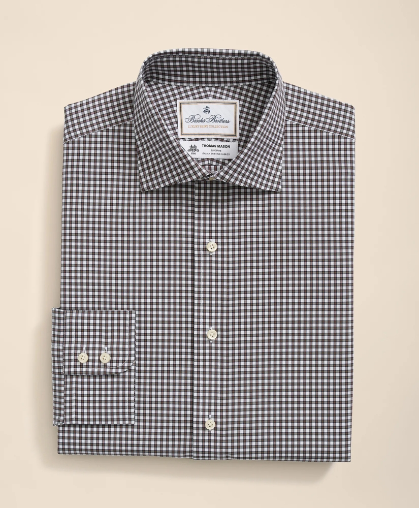 Brooks Brothers X Thomas Mason&reg; Cotton English Collar, Checked Dress Shirt, image 2