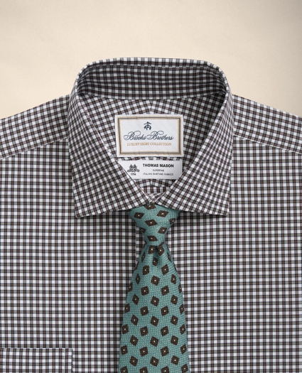 Brooks Brothers X Thomas Mason&reg; Cotton English Collar, Checked Dress Shirt, image 4