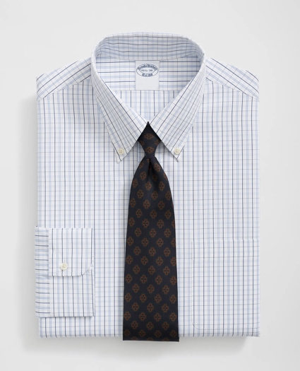 Supima® Cotton Poplin Polo Button-Down Collar, Checked Dress Shirt, image 1