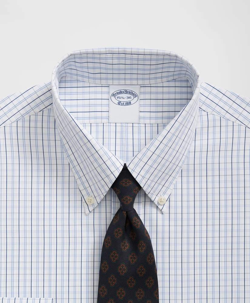 Supima® Cotton Poplin Polo Button-Down Collar, Checked Dress Shirt, image 2