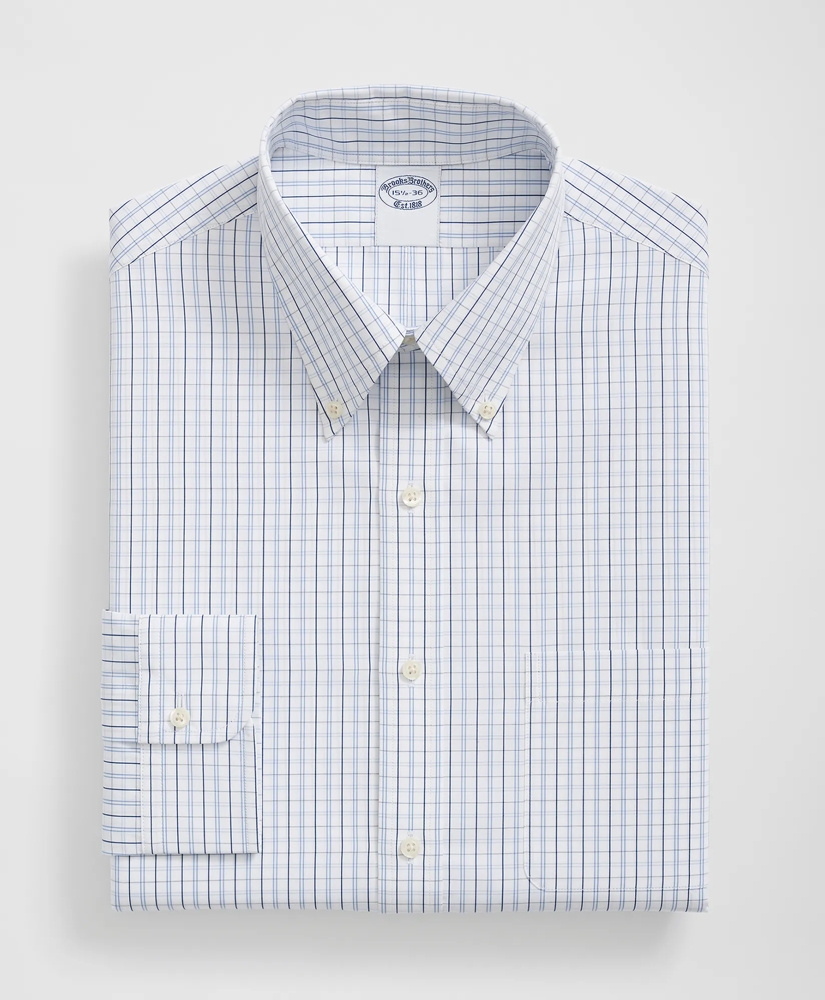 Supima® Cotton Poplin Polo Button-Down Collar, Checked Dress Shirt, image 3