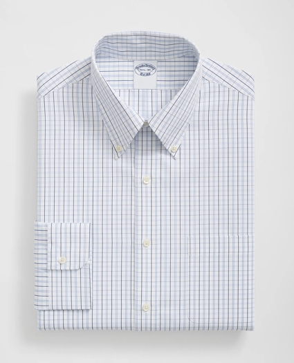 Supima® Cotton Poplin Polo Button-Down Collar, Checked Dress Shirt, image 3