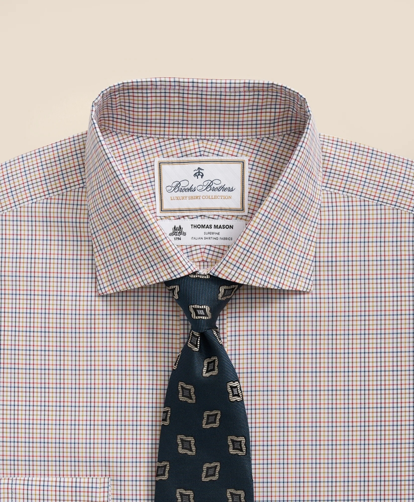 Brooks Brothers X Thomas Mason® Cotton English Collar, Checked Dress Shirt, image 2
