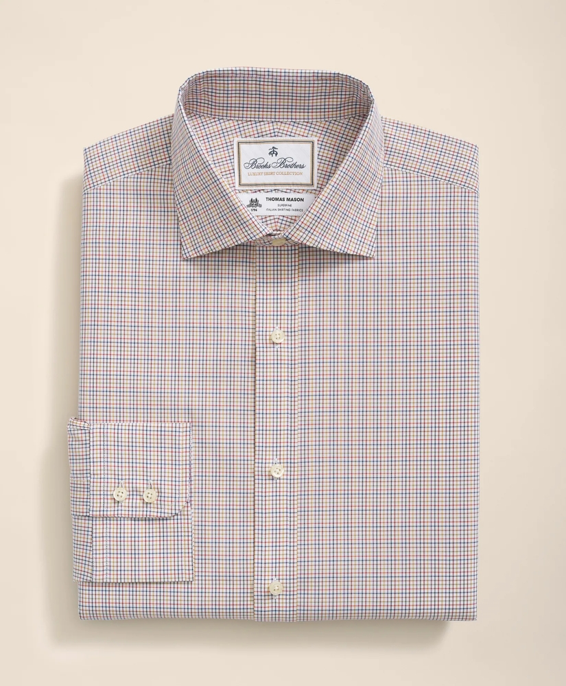Brooks Brothers X Thomas Mason® Cotton English Collar, Checked Dress Shirt, image 3