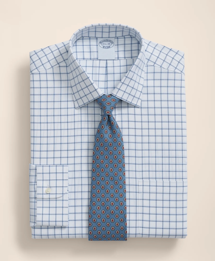 Brooks Brothers Explorer Collection Non-Iron Twill Ainsley Collar, Windowpane Dress Shirt, image 1