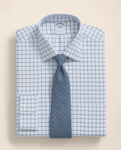 Brooks Brothers Explorer Collection Non-Iron Twill Ainsley Collar, Windowpane Dress Shirt, image 1
