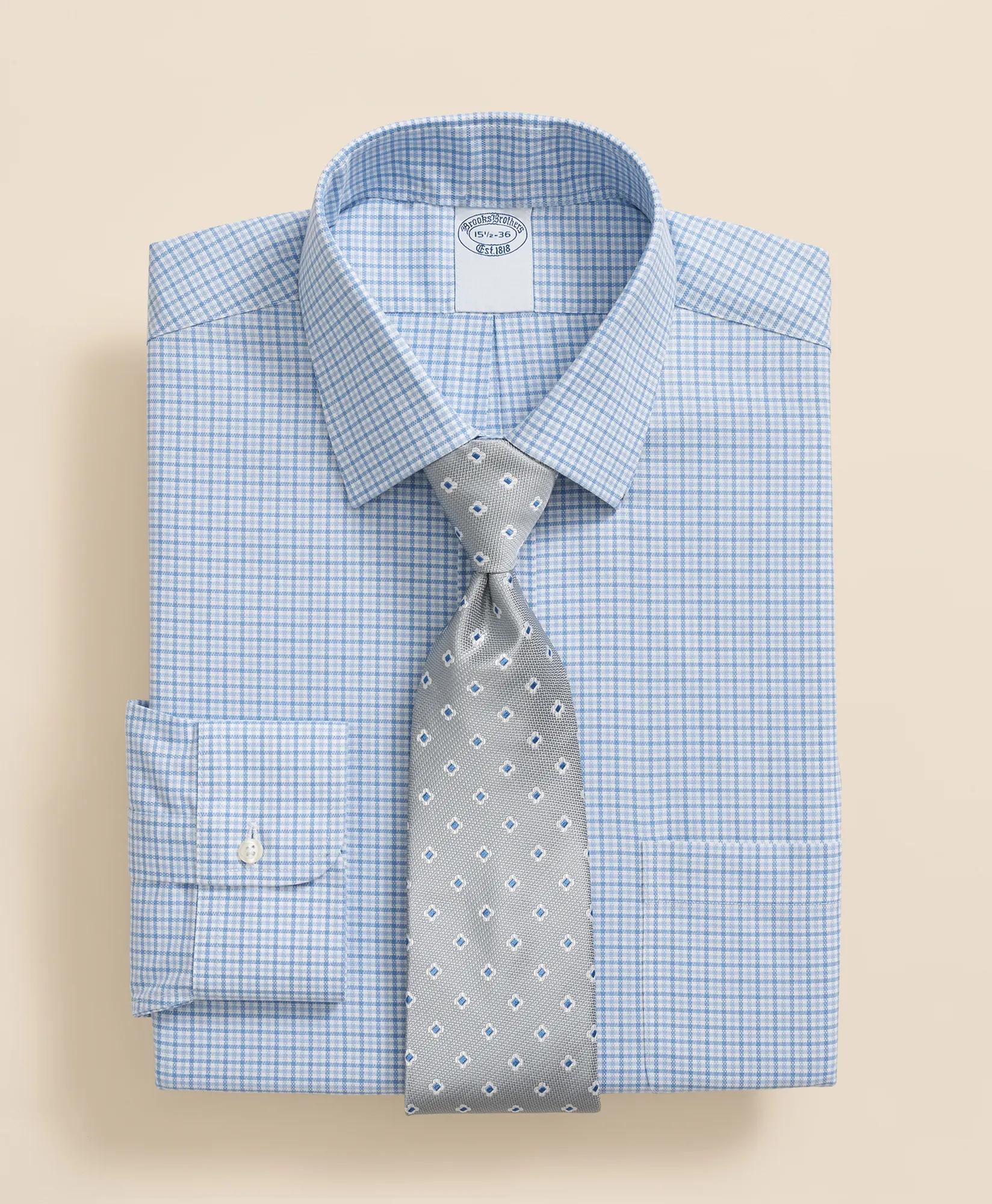 Stretch Supima Cotton Non-Iron Royal Oxford Ainsley Collar, Checked Dress Shirt
