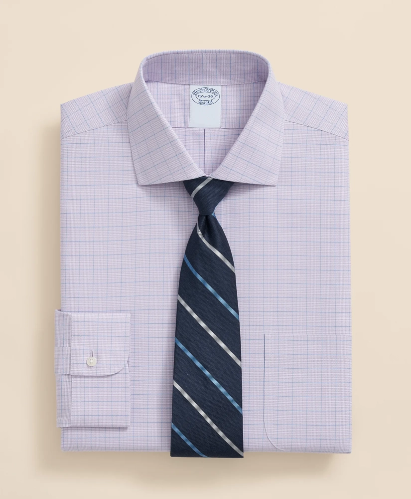 Stretch Supima® Cotton Non-Iron Royal Oxford English Spread Collar, Checked Dress Shirt
