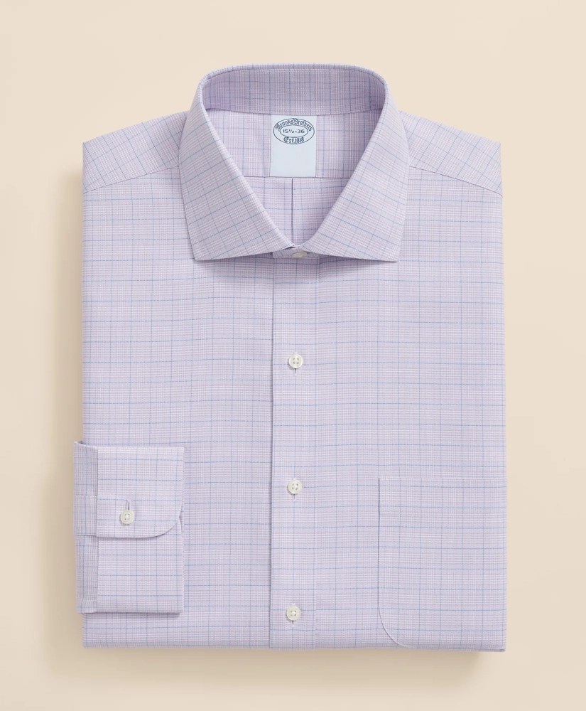 Stretch Supima® Cotton Non-Iron Royal Oxford English Spread Collar, Checked Dress Shirt