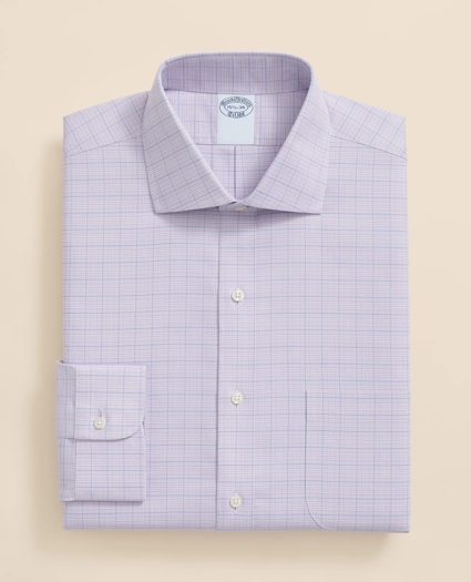 Stretch Supima® Cotton Non-Iron Royal Oxford English Spread Collar, Checked Dress Shirt, image 3