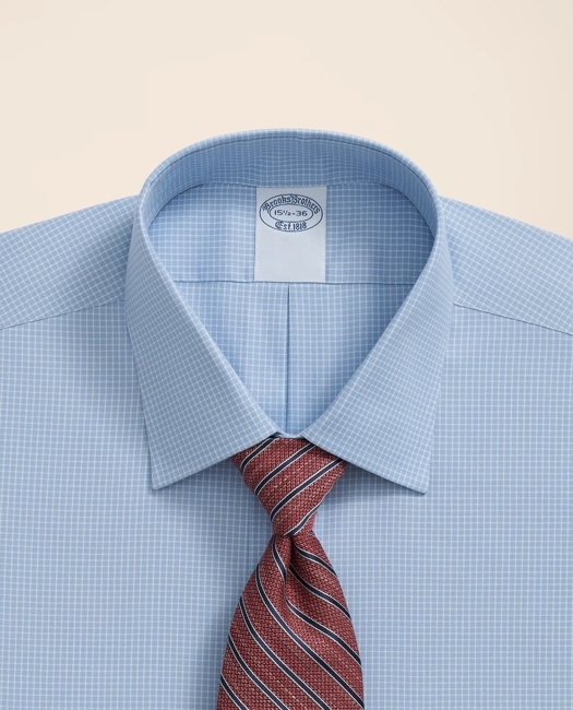 Stretch Supima® Cotton Non-Iron Pinpoint Oxford Ainsley Collar, Micro Grid Dress Shirt