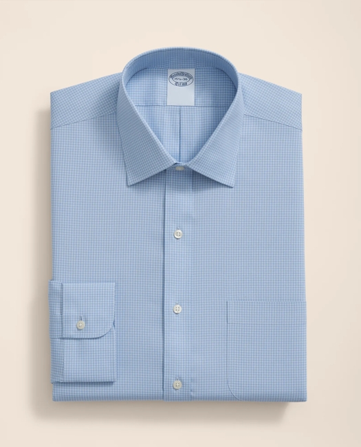 Stretch Supima® Cotton Non-Iron Pinpoint Oxford Ainsley Collar, Micro Grid Dress Shirt
