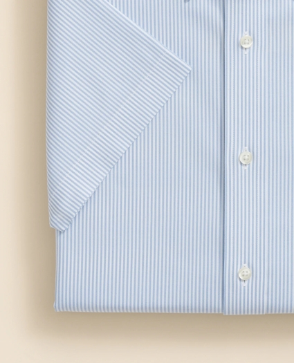 Stretch Supima® Cotton Non-Iron Polo Button Down Collar, Mini Stripe Short-Sleeve Dress Shirt, image 4