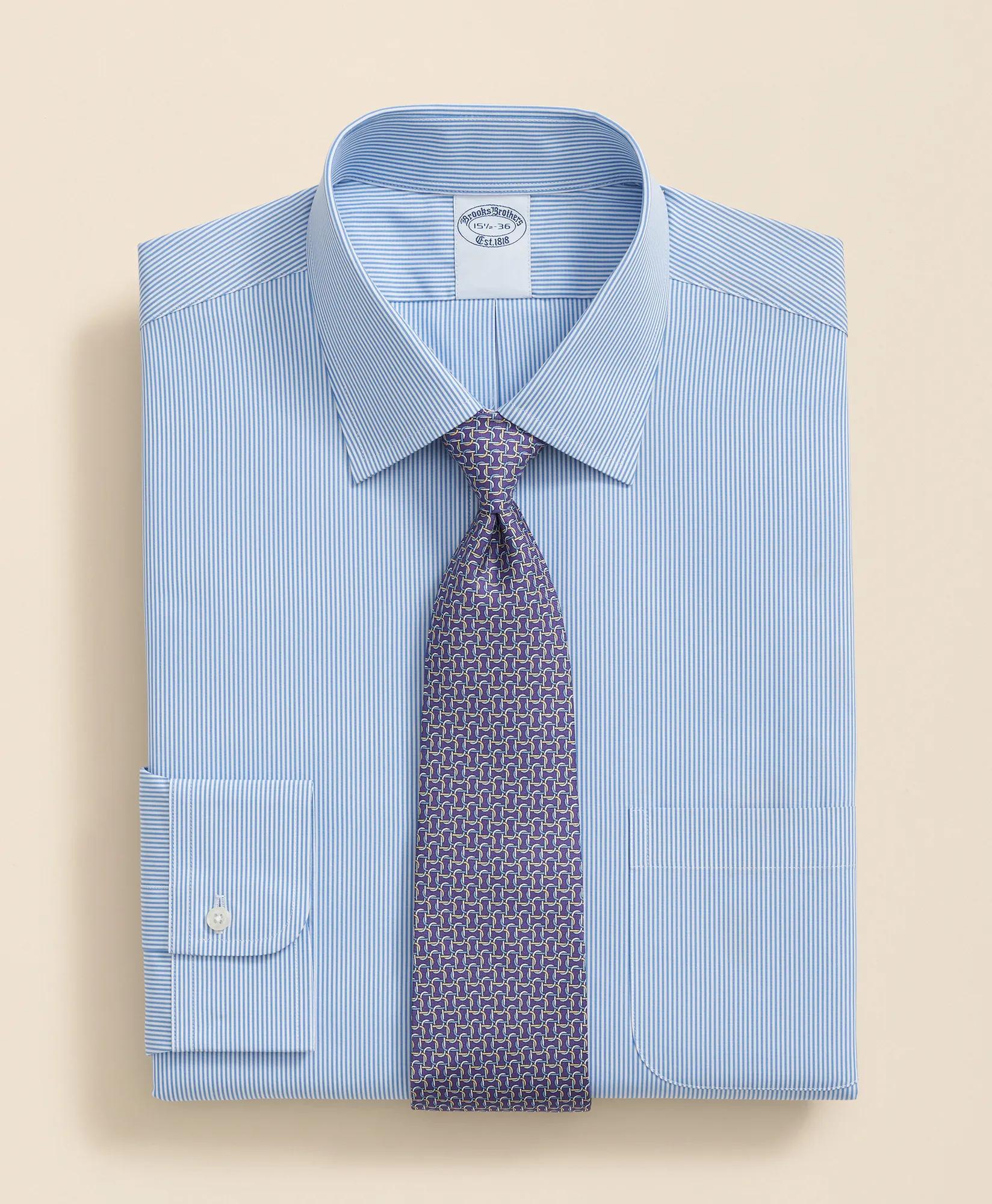 Pure Supima Cotton Regular-Finish Ainsley Collar, Mini Stripe Dress Shirt
