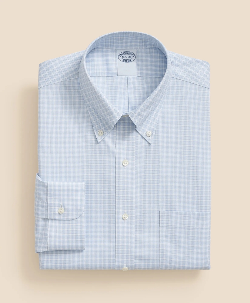 Stretch Supima® Cotton Non-Iron Pinpoint Oxford Polo Button Down Collar, Outline Check Dress Shirt, image 3