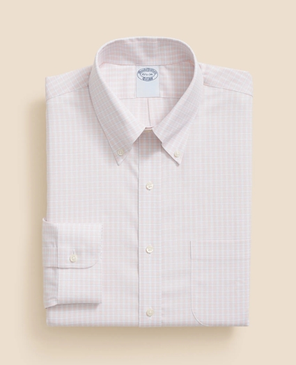 Stretch Supima® Cotton Non-Iron Pinpoint Oxford Polo Button Down Collar, Outline Check Dress Shirt, image 3