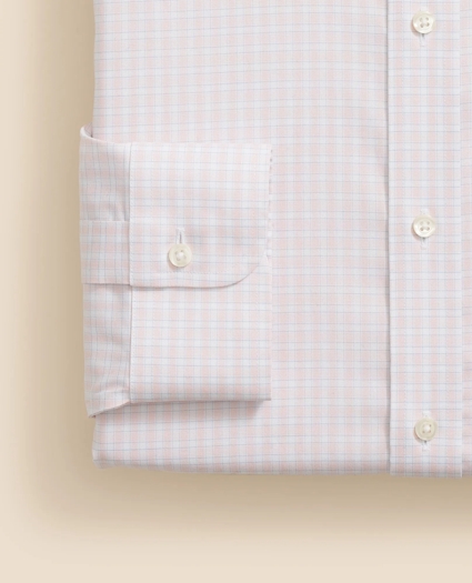 Stretch Supima® Cotton Non-Iron Pinpoint Oxford Polo Button Down Collar, Outline Check Dress Shirt, image 4