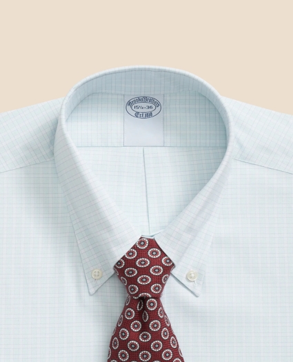 Stretch Supima® Cotton Non-Iron Pinpoint Oxford Polo Button Down Collar, Outline Check Dress Shirt, image 2
