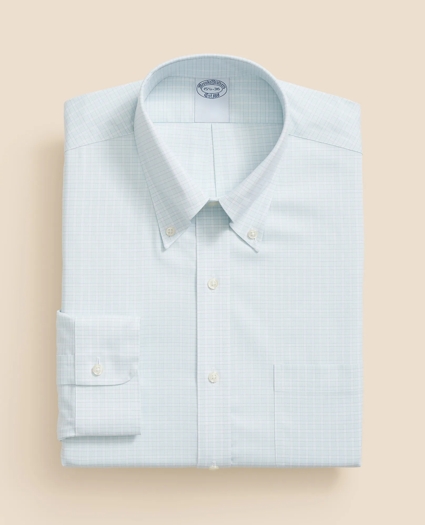 Stretch Supima® Cotton Non-Iron Pinpoint Oxford Polo Button Down Collar, Outline Check Dress Shirt, image 3