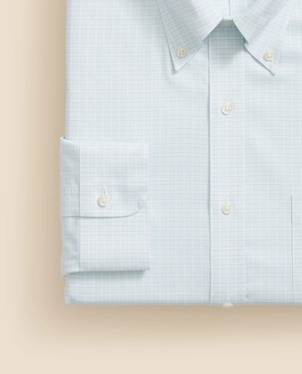 Stretch Supima® Cotton Non-Iron Pinpoint Oxford Polo Button Down Collar, Outline Check Dress Shirt, image 4