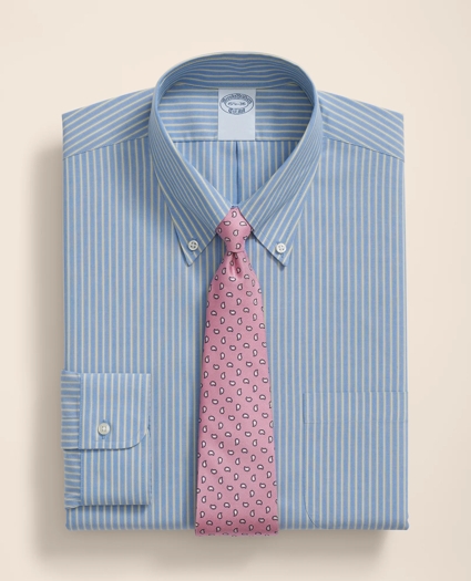 Stretch Supima® Cotton Non-Iron Broadcloth Polo Button-Down Collar, Striped Dress Shirt, image 1