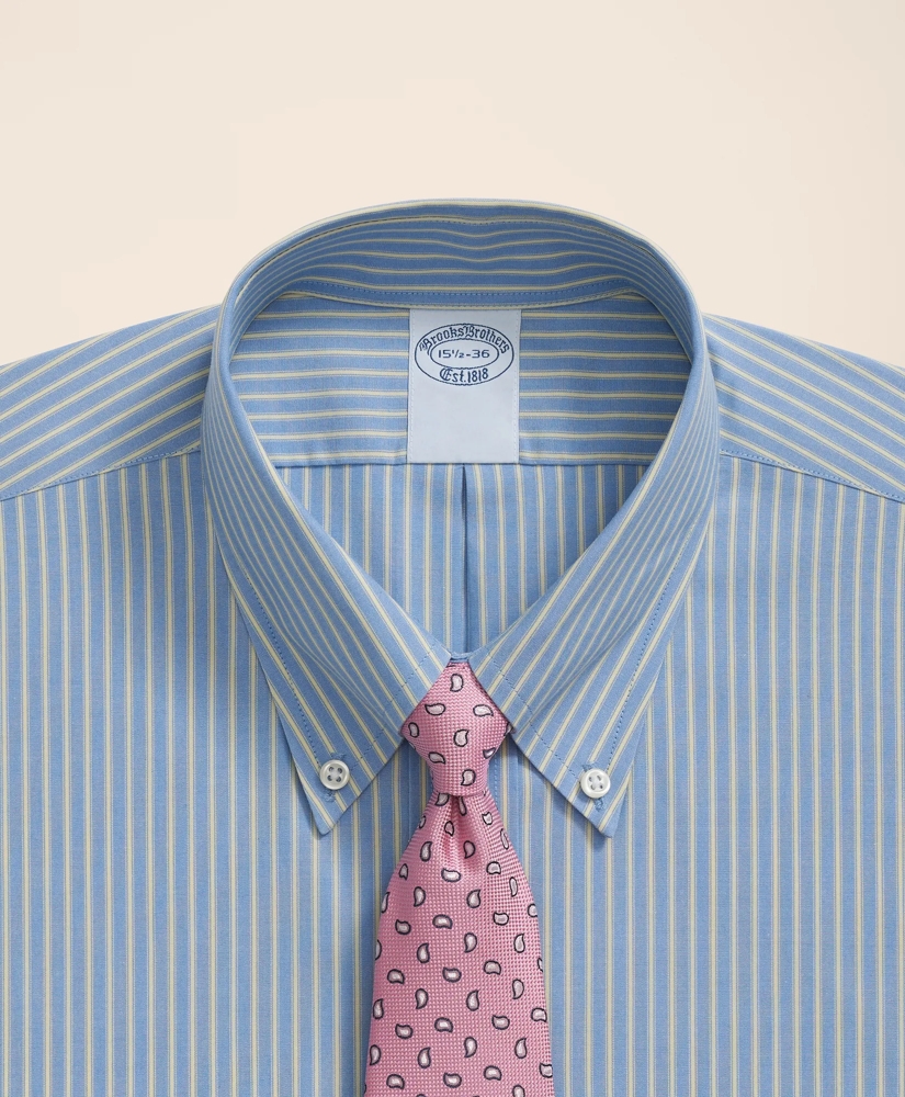 Stretch Supima® Cotton Non-Iron Broadcloth Polo Button-Down Collar, Striped Dress Shirt, image 2