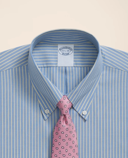 Stretch Supima® Cotton Non-Iron Broadcloth Polo Button-Down Collar, Striped Dress Shirt, image 2