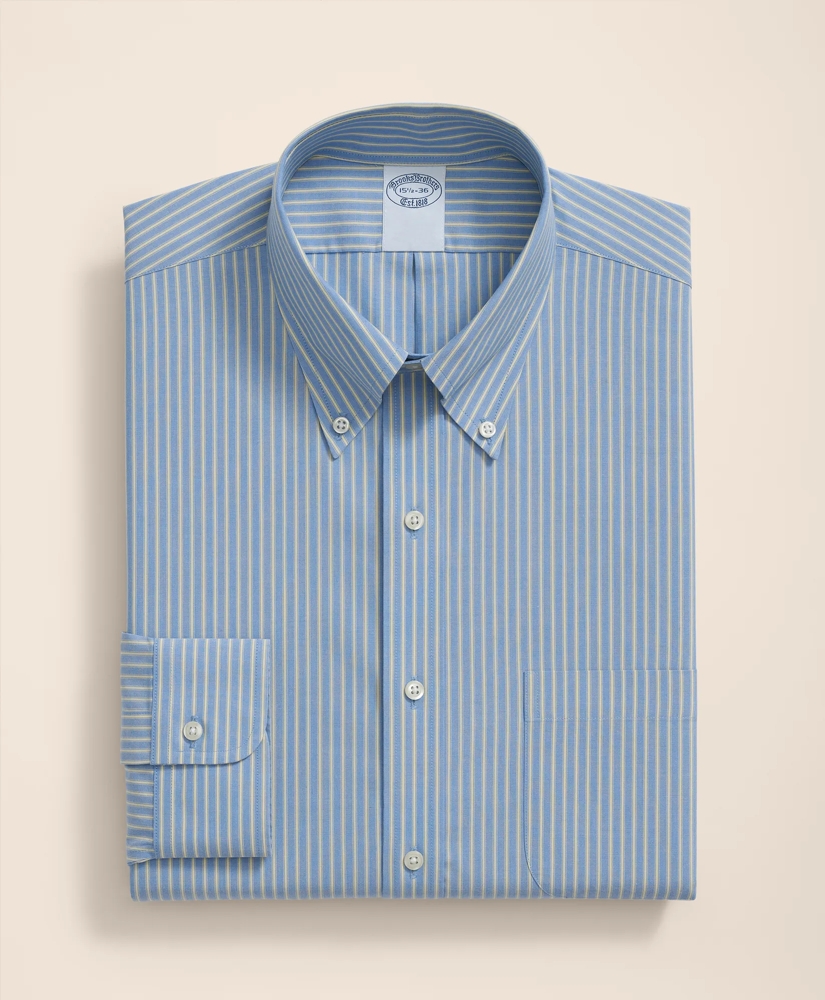 Stretch Supima® Cotton Non-Iron Broadcloth Polo Button-Down Collar, Striped Dress Shirt, image 3