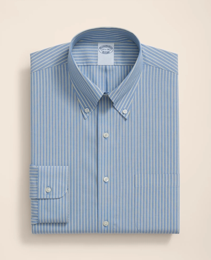 Stretch Supima® Cotton Non-Iron Broadcloth Polo Button-Down Collar, Striped Dress Shirt, image 3