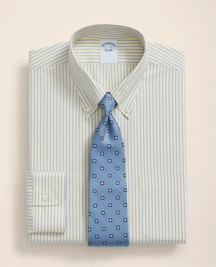 Stretch Supima® Cotton Non-Iron Broadcloth Polo Button-Down Collar, Striped Dress Shirt, image 1