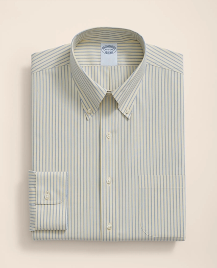 Stretch Supima® Cotton Non-Iron Broadcloth Polo Button-Down Collar, Striped Dress Shirt, image 3