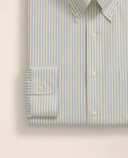 Stretch Supima® Cotton Non-Iron Broadcloth Polo Button-Down Collar, Striped Dress Shirt, image 4