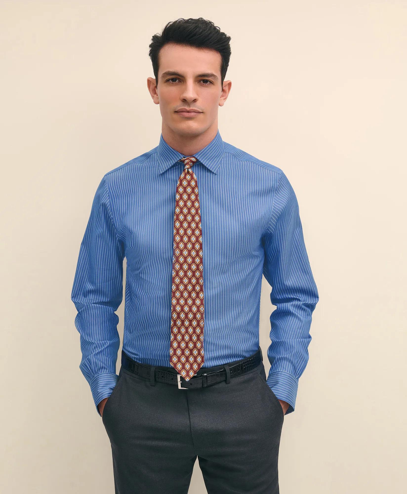 x Thomas Mason Cotton Poplin Ainsley Collar, Striped Dress Shirt