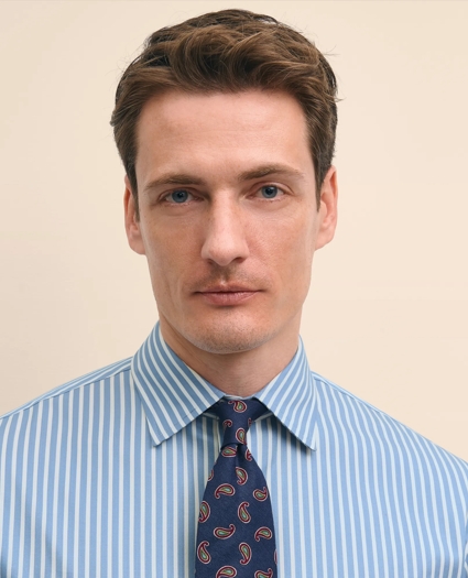 Egyptian Cotton Broadcloth Ainsley Collar, Ground Stripe Dress Shirt, image 3