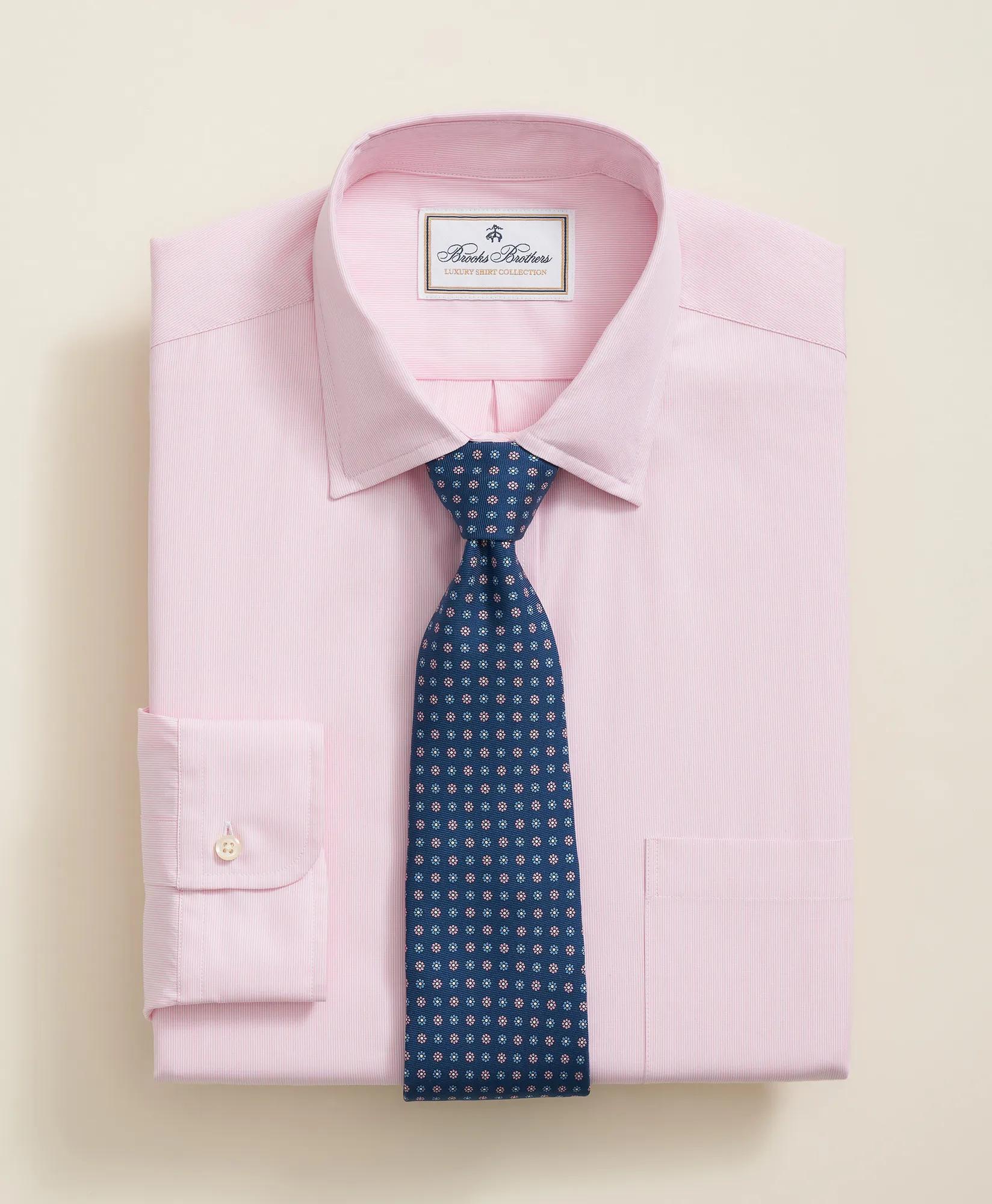 Egyptian Cotton Twill Ainsley Collar, Hairline Stripe Dress Shirt