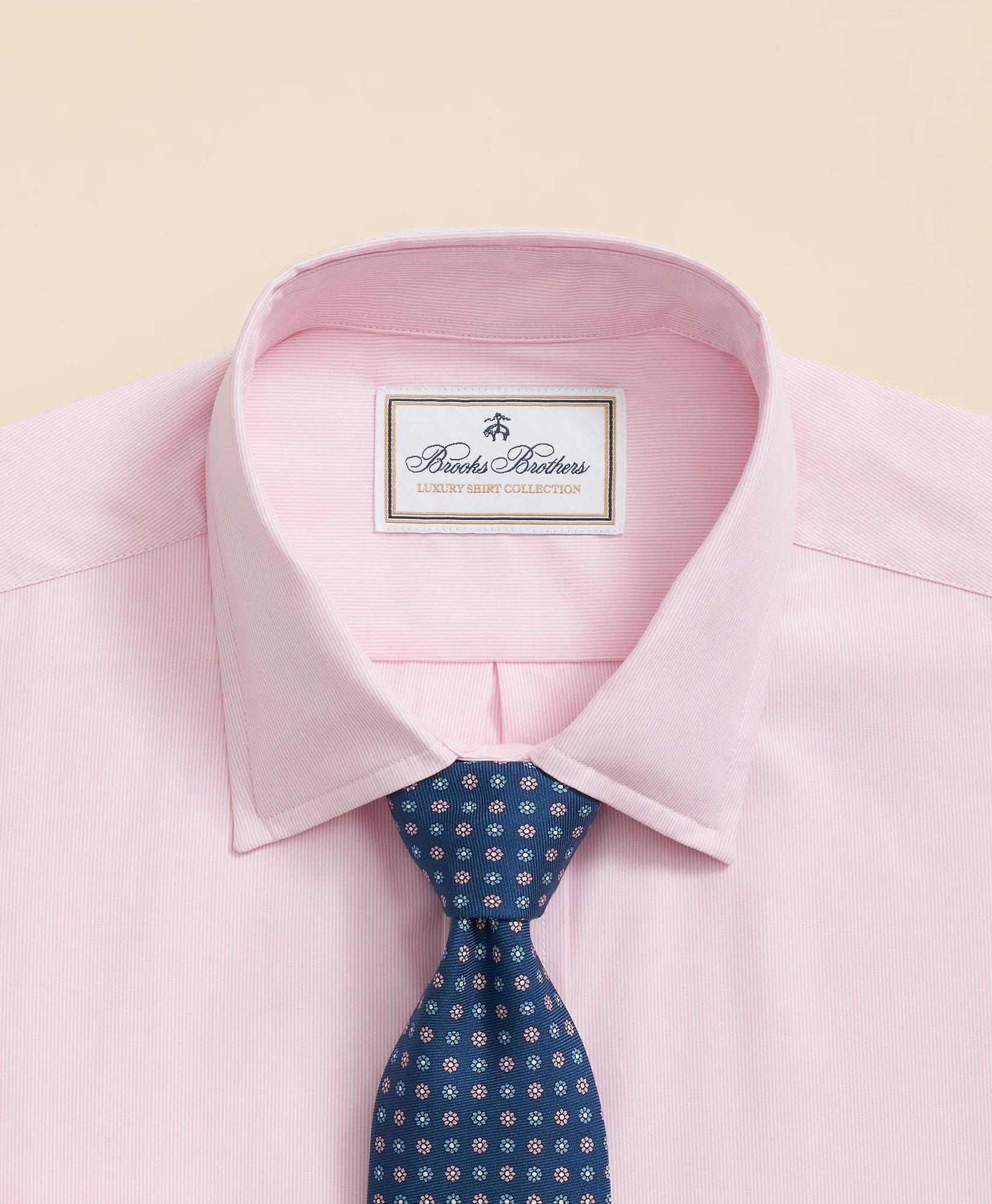 Egyptian Cotton Twill Ainsley Collar, Hairline Stripe Dress Shirt
