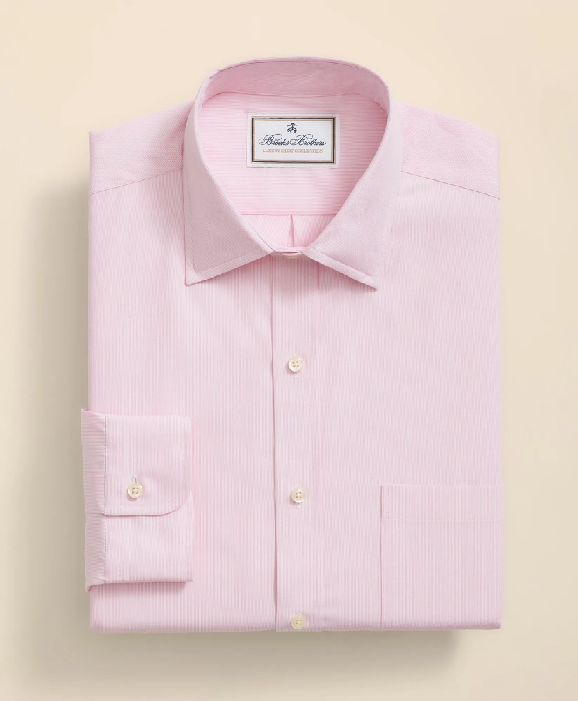 Egyptian Cotton Twill Ainsley Collar, Hairline Stripe Dress Shirt, image 3