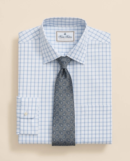 Egyptian Cotton Broadcloth Ainsley Collar, Windowpane Dress Shirt, image 1