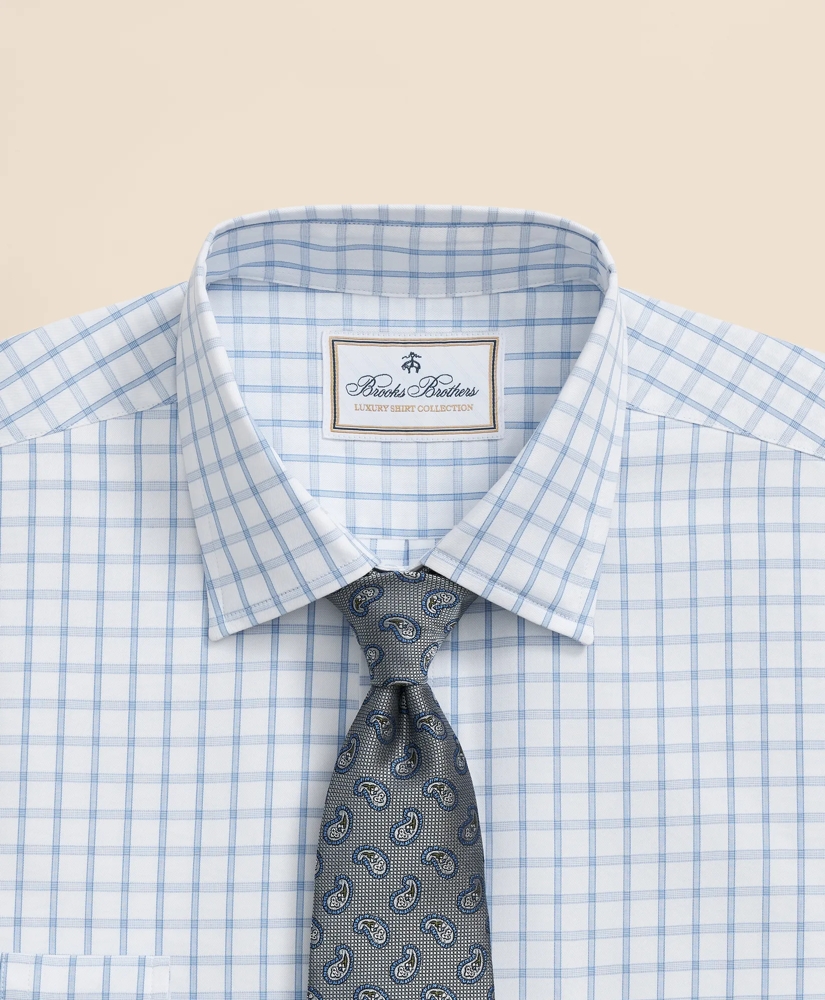 Egyptian Cotton Broadcloth Ainsley Collar, Windowpane Dress Shirt, image 2
