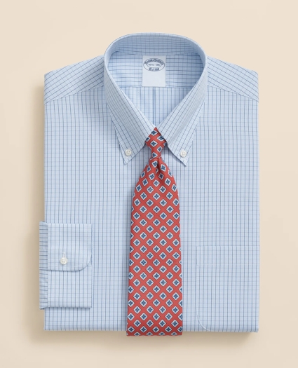 Pure Supima® Cotton Regular-Finish, Polo Button-Down Collar Grid Check Dress Shirt, image 1