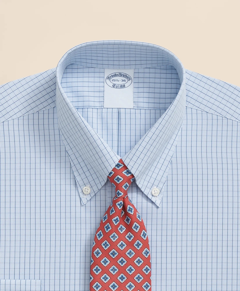 Pure Supima® Cotton Regular-Finish, Polo Button-Down Collar Grid Check Dress Shirt, image 2