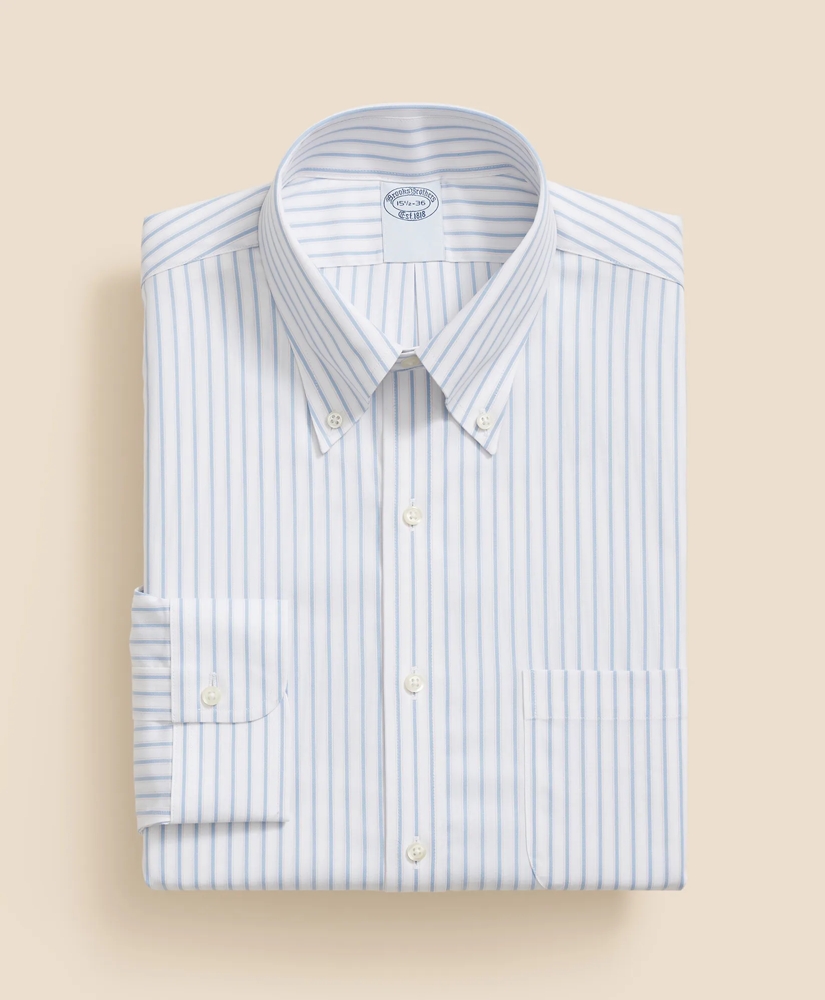 Stretch Supima® Cotton Non-Iron Pinpoint Oxford Polo Button Down Collar, Outline Stripe Dress Shirt, image 3