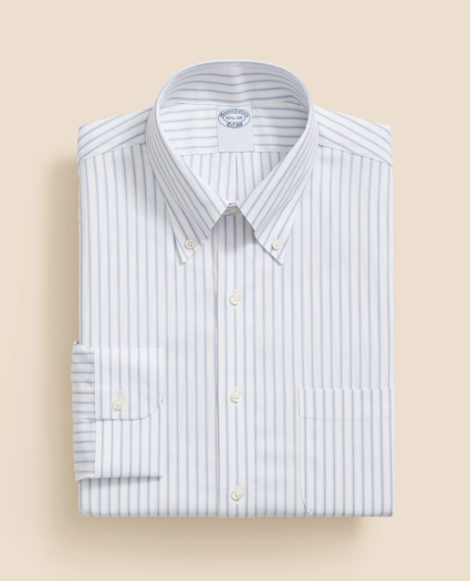 Stretch Supima® Cotton Non-Iron Pinpoint Oxford Polo Button Down Collar, Outline Stripe Dress Shirt, image 3